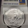 Great Britain 2017 Silver 1oz 2 Pounds Britannia NGC MS69 First Day of Issue Image 2