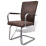 Cantilever Dining Chairs 4 pcs Brown Faux Leather Image 2