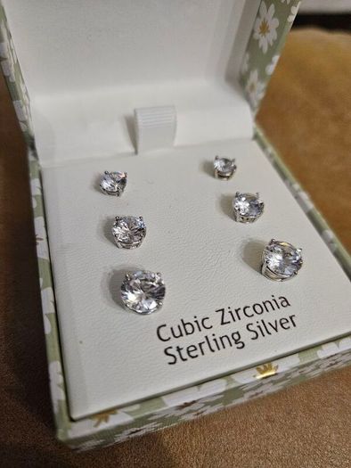 Rachel Ashwell + JJ Jewellery Sterling Silver, Cubic Zirconia earrings. Four pairs