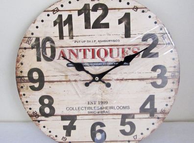 Brown Old Vintage Look Wall Antiques Shop Picture Art Deco Wall Clock (new)