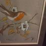 Robin Perched on a Branch Signed Painting - Framed Image 5