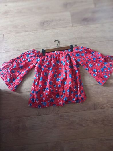 Ladies  Red Floral Bardot