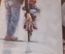 canvas father and son cycling