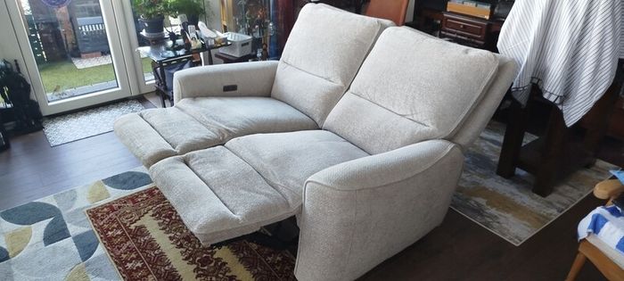 2 Seater Electric Recliner Sofa Cream Fabric 1 Year Old Excellent Condition