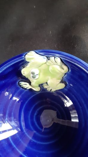 Small Pottery Bowl with Cute Frog