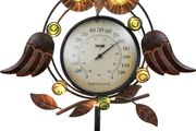 39inch/99cm Metal Owl Solar Stake Lights for Garden Ornaments, Decorative Outdoor Thermometer for Pathway Patio Lawn Yard Decoration (FREE POSTAGE)
