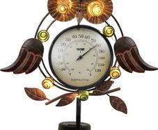 39inch/99cm Metal Owl Solar Stake Lights for Garden Ornaments, Decorative Outdoor Thermometer for Pathway Patio Lawn Yard Decoration (FREE POSTAGE)