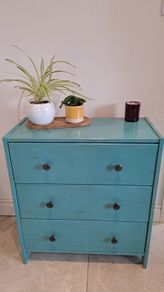 Small chest of drawers upcycled blue kids room