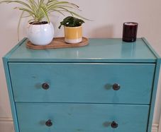 Small chest of drawers upcycled blue kids room