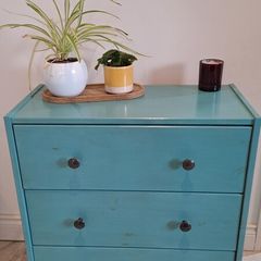 Small chest of drawers upcycled blue kids room