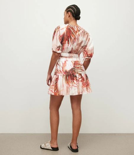 All Saints Pink Floral Organza Skirt