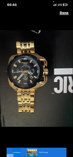 Armani Diesel Uber Chief Gunmetal Watch broken