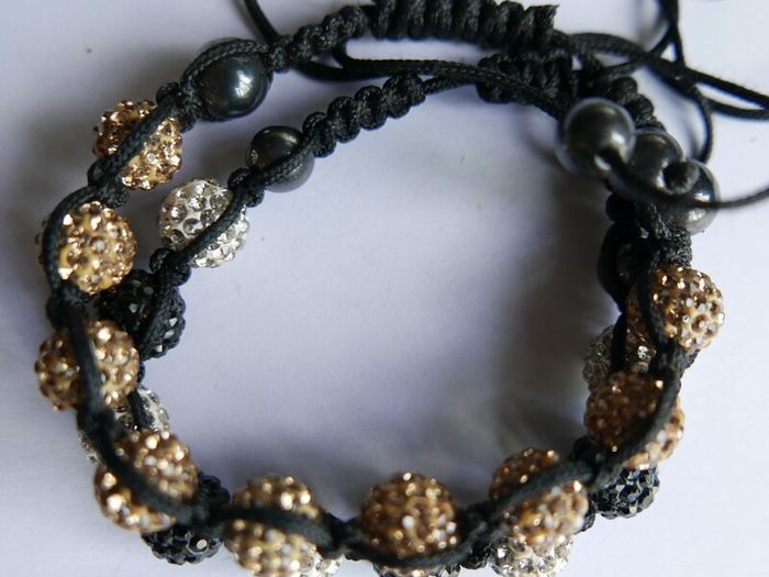 White and Black or Brown Crystal Pave Disco Ball Dia-Cut Adjustable Bracelets (15 each)