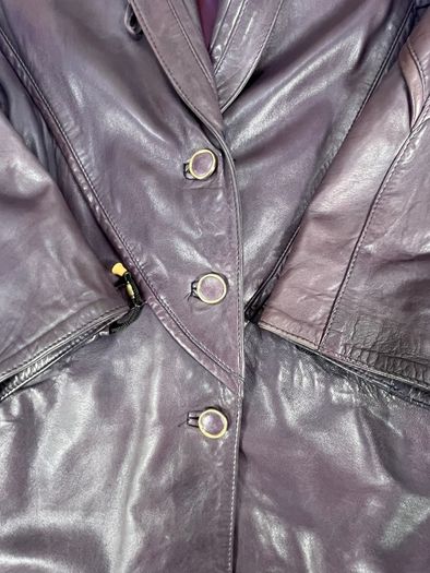 Vintage Italian Vera Pelle Leather Jacket Womens Small - Burgundy -Shoulder Pads