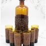 Vintage Amber Glass Decanter Glasses Set Image 3