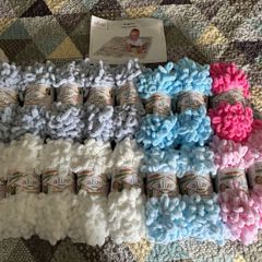 Huge bundle of Alize finger loop yarn wool 17 100g balls and blanket pattern