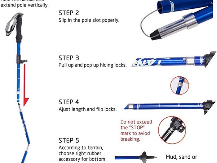 Trekking Pole, Collapsible Walking Hiking Stick for Men Women, Ultralight Aluminum Ski Pole with EVA Grip (FREE SHIPPING)