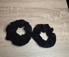 Two black velvet scrunchies