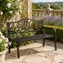 Black Bronze Metal Garden Bench 2 Seater Outdoor Image 2
