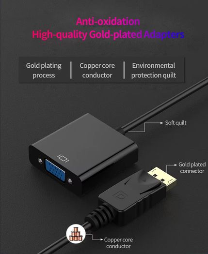 DisplayPort Display Port DP to VGA Adapter Cable For Projector DTV TV HDVD Laptop DP Male to VGA Female Converter Adapter Cable