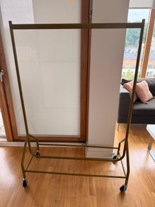 Heavy Duty Gold Clothes Rail with Wheels