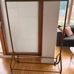 Heavy Duty Gold Clothes Rail with Wheels