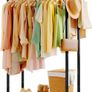 Clothes Rail - Double-Rod Rustproof Clothes Rack with Anti-Slip Stoppers, Shoes Shelf and Hooks, Multifunctional Hanging Rack for Laundry, Entryway, Bedroom, Shop, 73 x 42 x 150 cm, Black Image 3