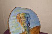 Hand painted wooden Elephant stand