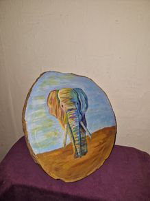 Hand painted wooden Elephant stand