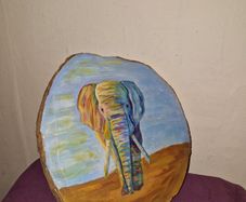 Hand painted wooden Elephant stand