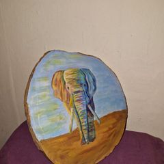 Hand painted wooden Elephant stand