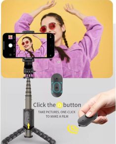 Selfie Stick Tripod Led Light Phone wireless Handheld Bluetooth, Tripod with Remote, Extendable Stick with Detachable Wireless Remote, Compatible with iPhone/Samsung/Huawei/Gopro