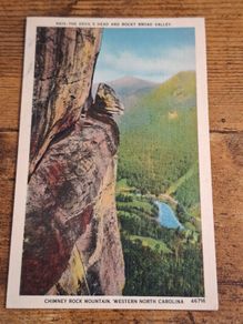 Old Postcard, The Devil's Head and Rocky Broad Valley, North Carolina, USA - free standard postage
