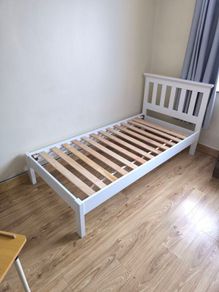 Single Bed - White wooden Frame