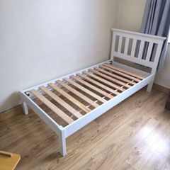 Single Bed - White wooden Frame
