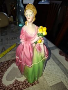 Vintage Hand-Painted Porcelain Lady Vanity Trinket Box Postage Available or Collection