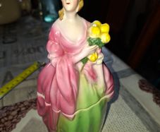 Vintage Hand-Painted Porcelain Lady Vanity Trinket Box Postage Available or Collection
