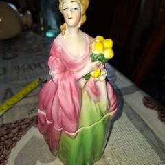 Vintage Hand-Painted Porcelain Lady Vanity Trinket Box Postage Available or Collection