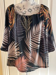 Witchery Palm Print Off Shoulder Top - Size M