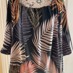 Witchery Palm Print Off Shoulder Top - Size M