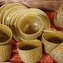Vintage Tams Staffordshire Mustard-Gold Floral Soup Set (16 pcs) Image 2