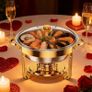 4 Pack Gold Round Chafing Dish Buffet Set, 5 QT Buffet Warmer Food Server with Clear Lid and Utensils, Stainless Steel Food Warmers for Parties, Weddings, Catering Events Image 2