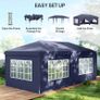 Folding Pavilion 6 x 3m, Removable Side Walls, Large Windows, Zipper Doors, Steel Frame, Blue Image 3