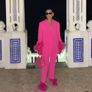Zara Iconic Fuchsia Pink Blazer and Trousers Suit Set with Statement Feather Cuffs Image 3