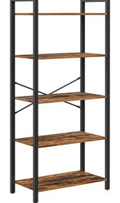 5-Tier Bookshelf, Tall Bookcase, Shelving Unit, Standing Display Storage Rack with Steel Frame, for Living Room, Office, Study, Industrial Style, Rustic Brown and Black (FREE POSTAGE)