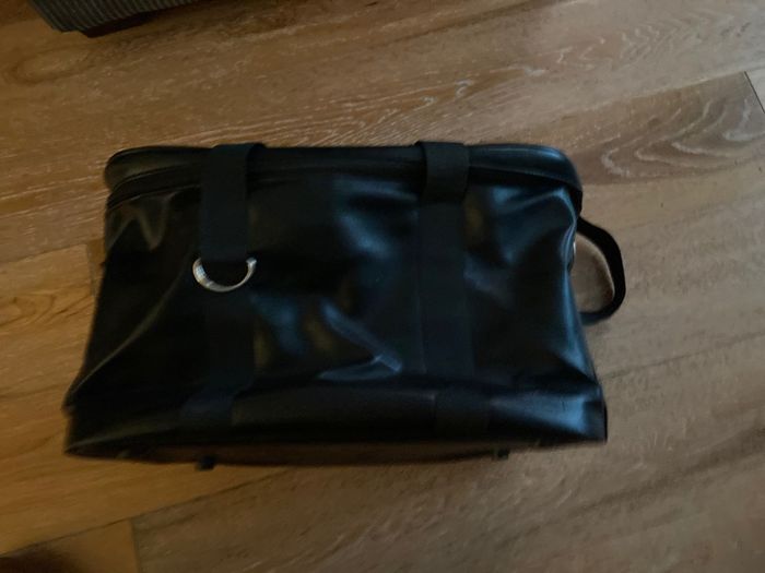 Large Black Leather PVC Makeup Bag with shoulder strap