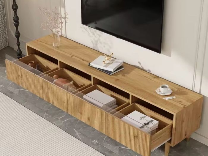 Premium 178cm TV Cabinet  Wood Effect Finish with Ample Storage