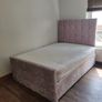 pink plush velvet double bed with mattress Image 2