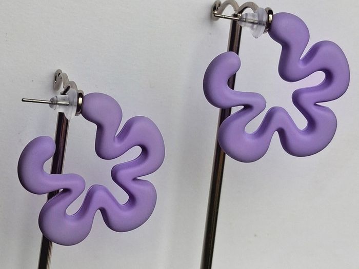 Lilac Silhouette Five Petal Flower Earrings