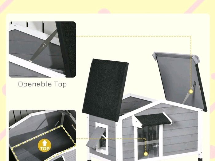 Wooden Dog Kennel for Outside, for Medium Dogs, b5Hx97L x72Wcm. Grey